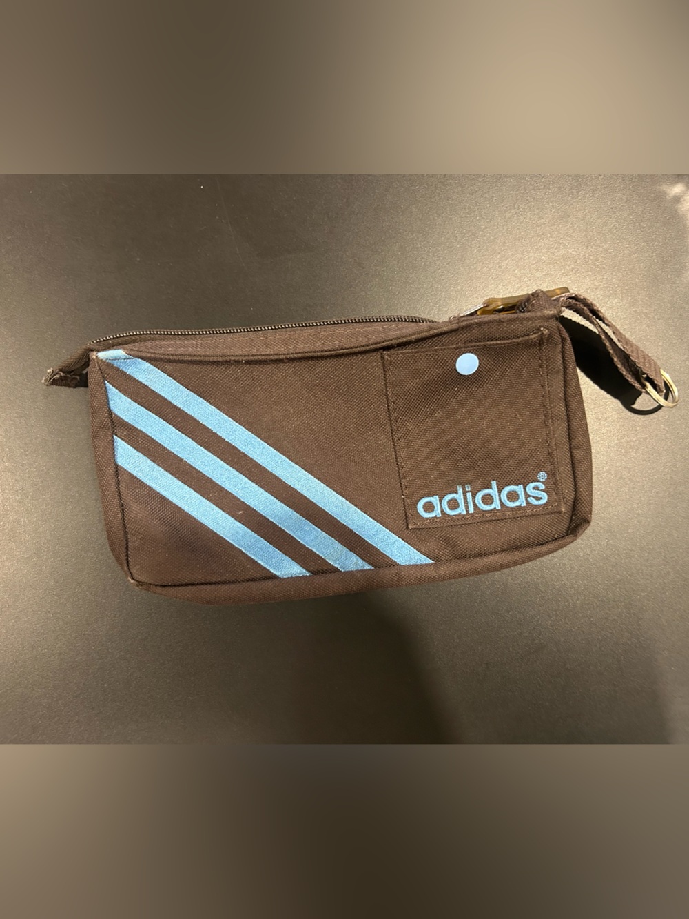 adidas Brown Stationary Pouch with Light Blue Stripes